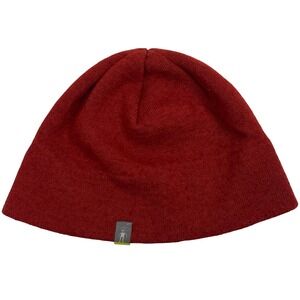 Smartwool Beanie Hat Mens OS Red Merino Wool Knit Logo Outdoor Skull Cap